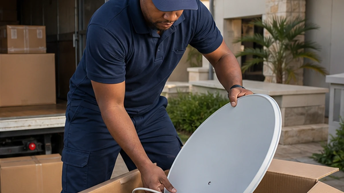 DStv Relocation Service in Kommetjie 1 Satellite technician preparing a DStv dish for relocation in Kommetjie
