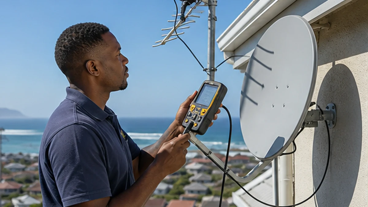 TV aerial vs satellite for Kommetjie homes 1 TV aerial and satellite dish installed at a Kommetjie coastal home
