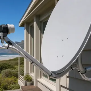 Pole-mounted dish sited clear of the milkwood canopy in Sun Valley