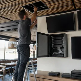 Commercial multi-point installation in progress at an Ocean View venue